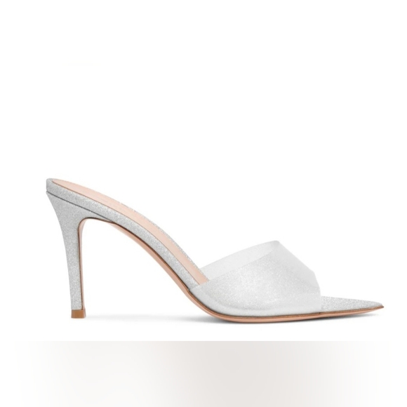 Gianvito Rossi Elle 85 plexi silver glitter mules (size 38) - Picture 4 of 10